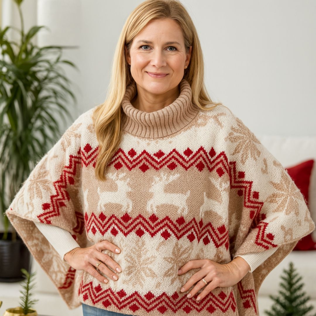 Poncho Natalizio "Renne & Fiocchi" - Edizione Limitata